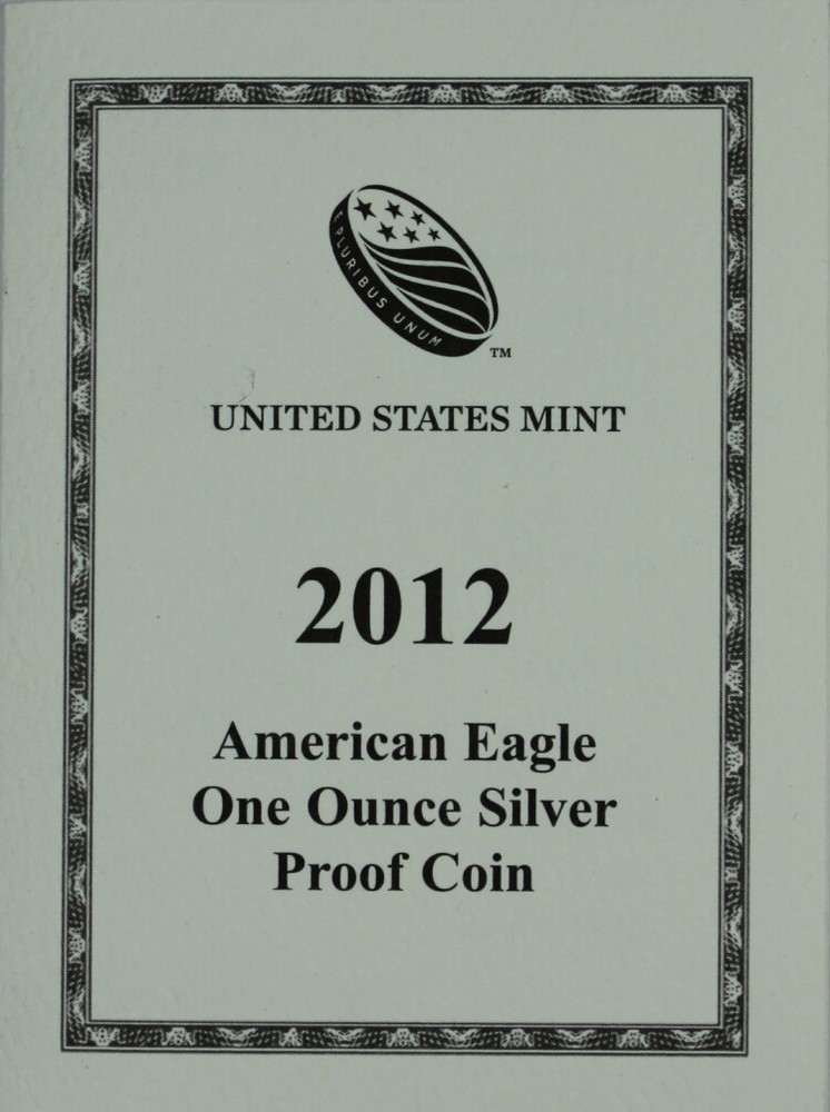 2012-W American Proof Silver Eagle-Mint Issued Presentation Box & COA (NO Coin)