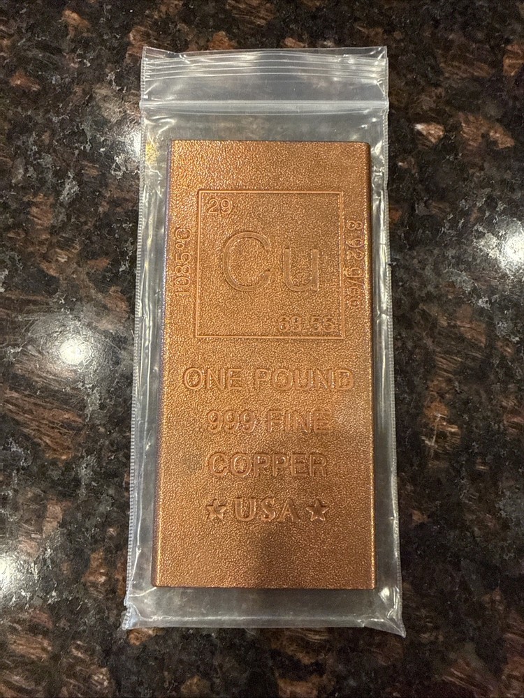 1lb Copper Ingot Bar :  .999 Fine