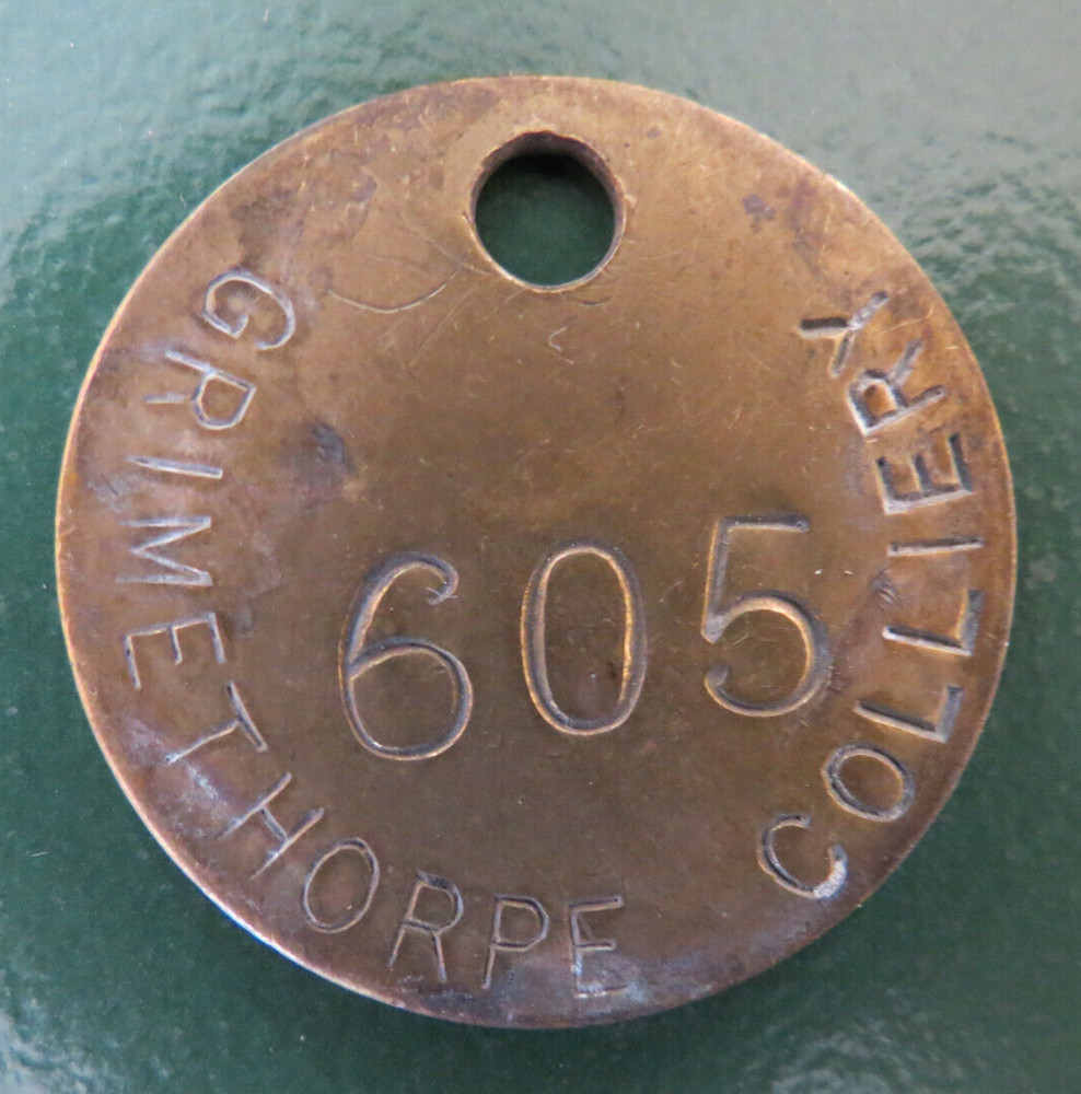 GRIMETHORPE Colliery Pit Check Tally - marked GRIMETHORPE COLLIERY 605
