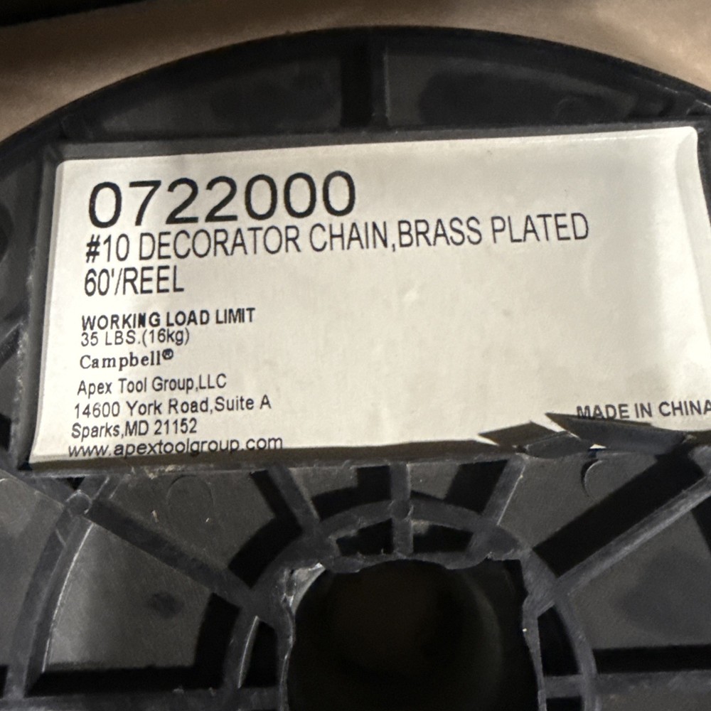 Number 10 Decorator Chain Brass Plated 60 Foot Roll