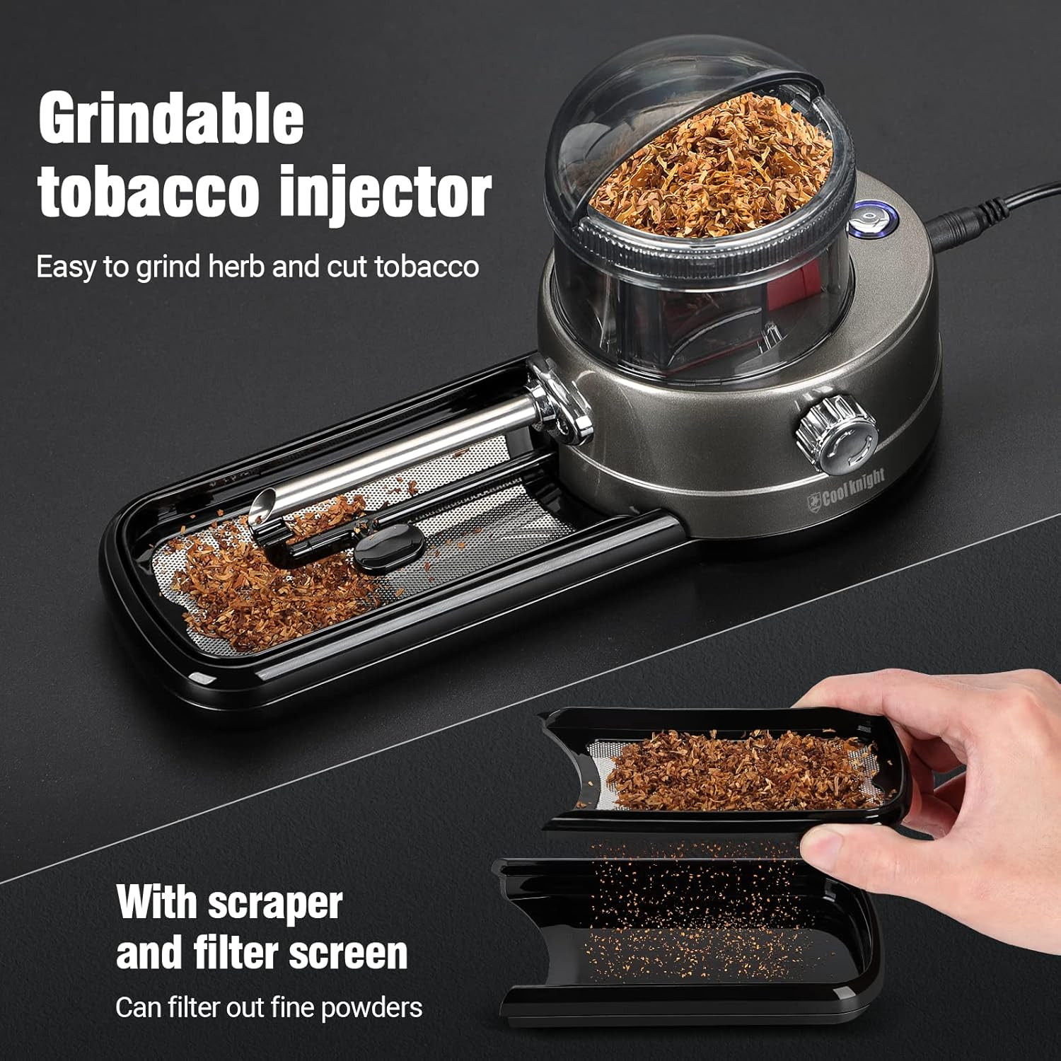 Electric Cigarette Rolling Machine, Portable Tobacco Injector Machine Can Grind