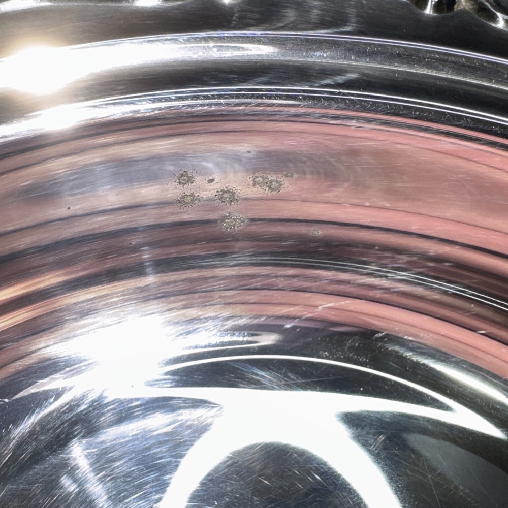 Silver- plated covered,divided dish insert (mid‑century, Rococo style)