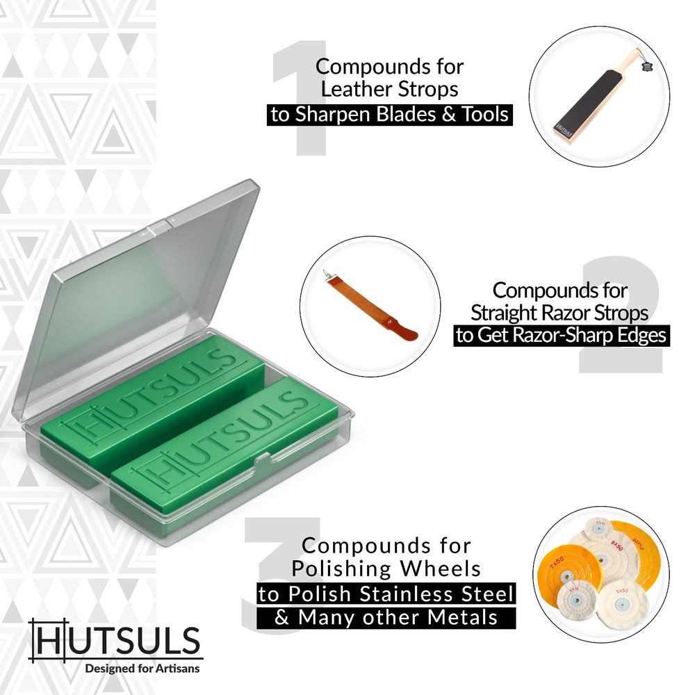 Hutsuls 2-Pack 5 Oz Green Knife Stropping Compound & Case Buffing Polishing Bars