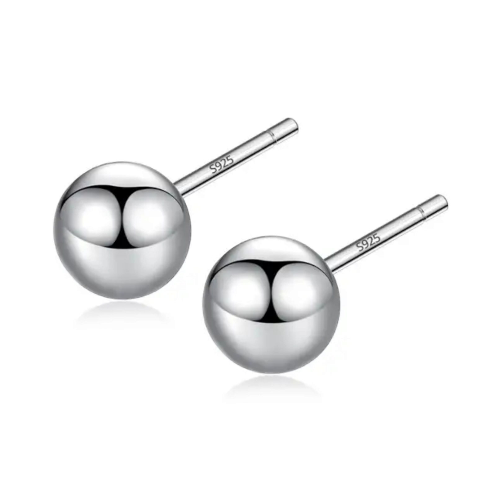 925 Sterling Silver Ball Stud Earrings For Women, Men 3mm, 4.3mm, 5mm Unisex