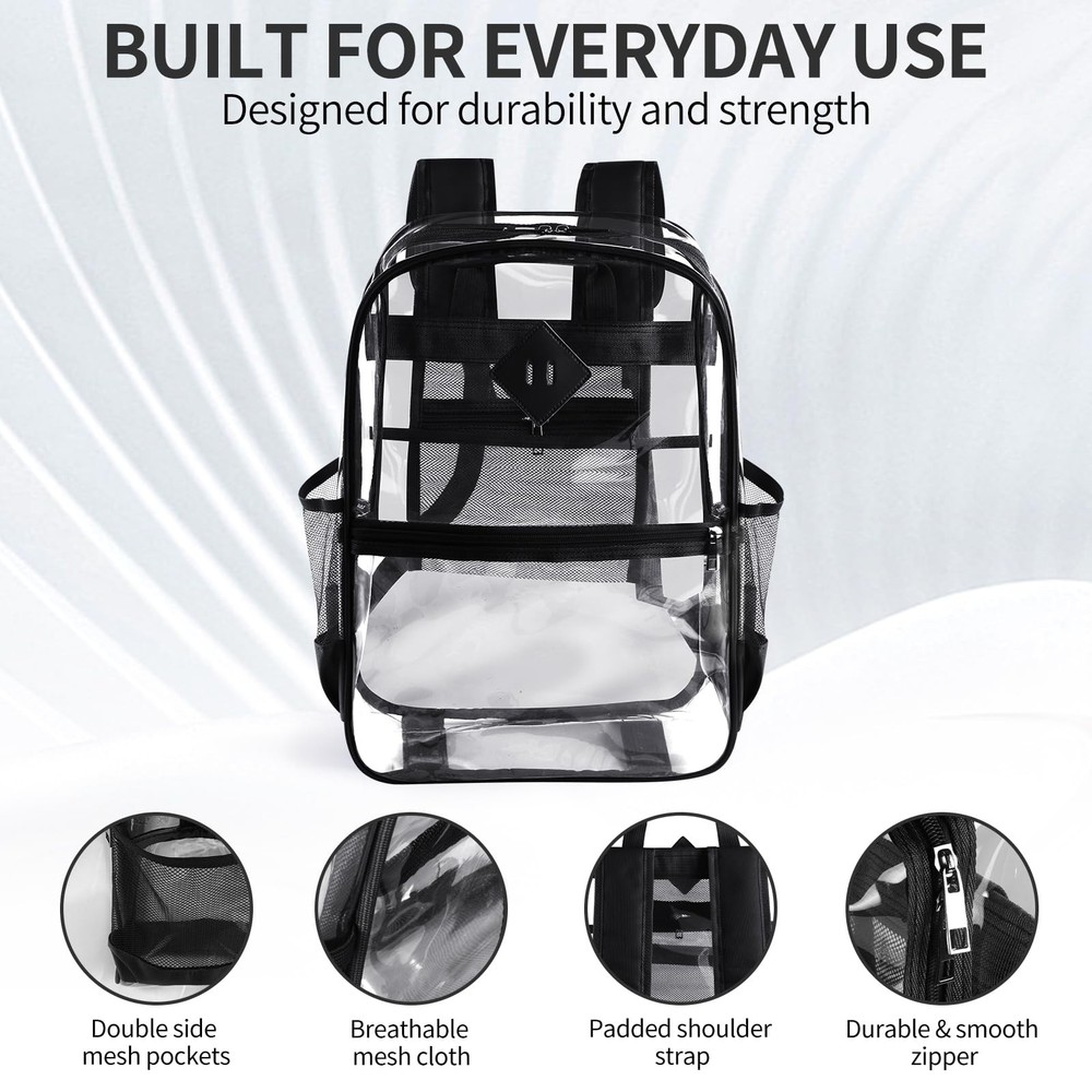 Clear backpack,Clear Backpack for School,Heavy Duty PVC Transparent Backpack,...