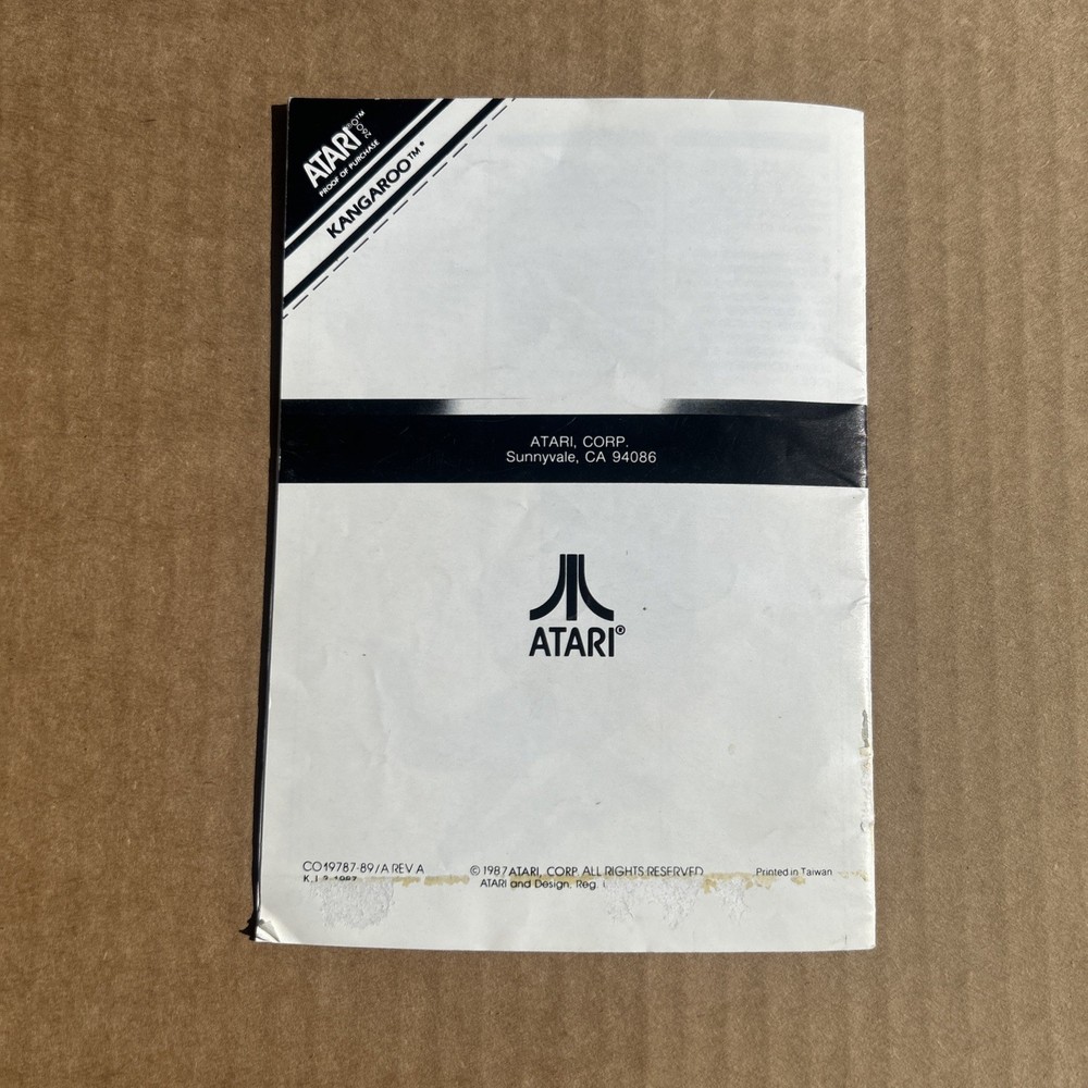 Kangaroo Game Program Instructions Manual Atari 2600 Authentic 1987 CO19787-89