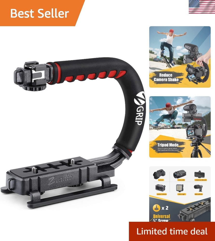 Video Action Stabilizing Handle Grip Handheld Stabilizer with Cold-Shoe Mount fo