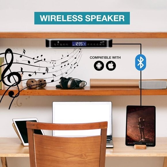 iLive Wireless LED Kitchen Light Wireless Stereo Speaker Digital Alarm Clock