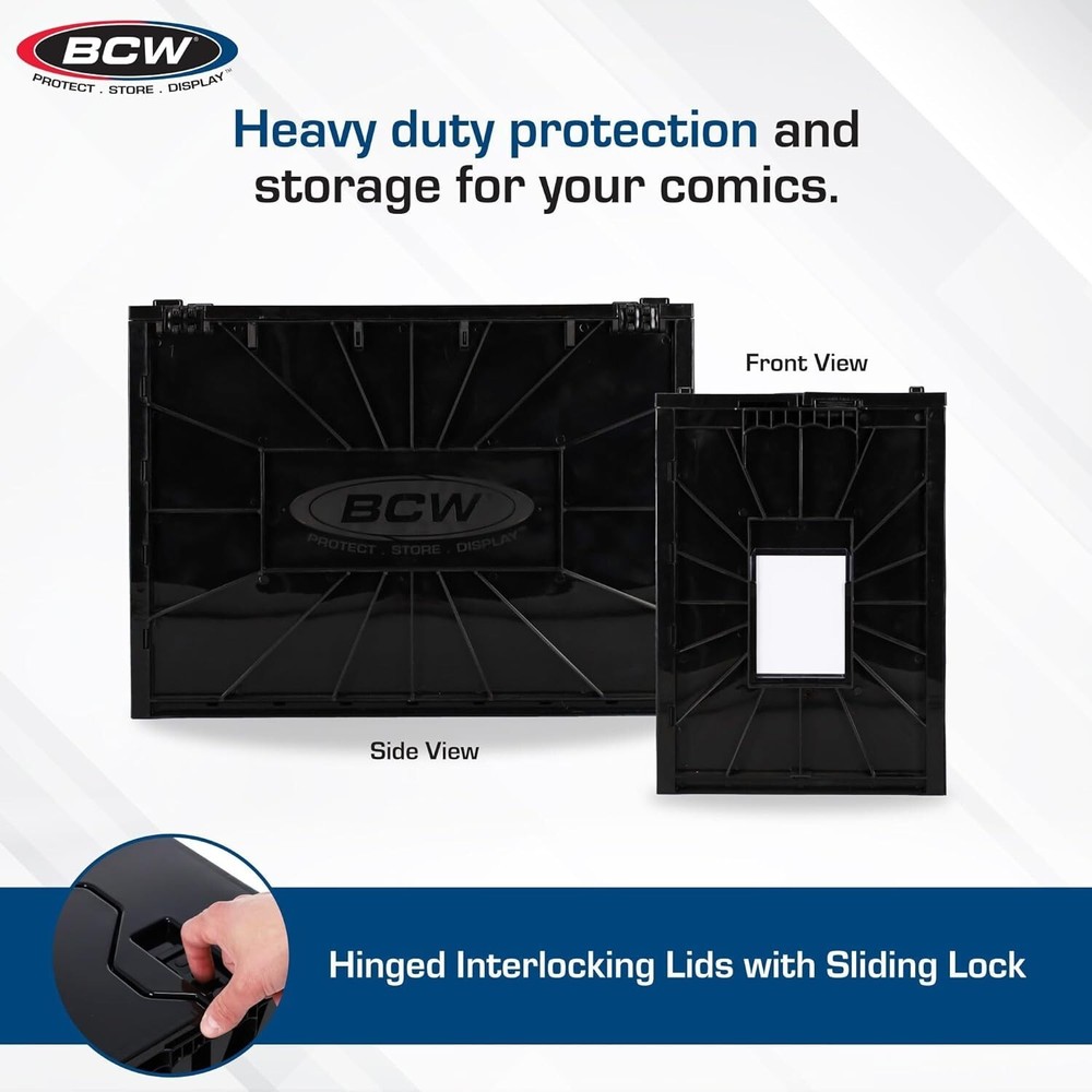 1 BCW BLACK Short Comic Book Bin - Heavy Duty Acid Free Plastic Stackable Box