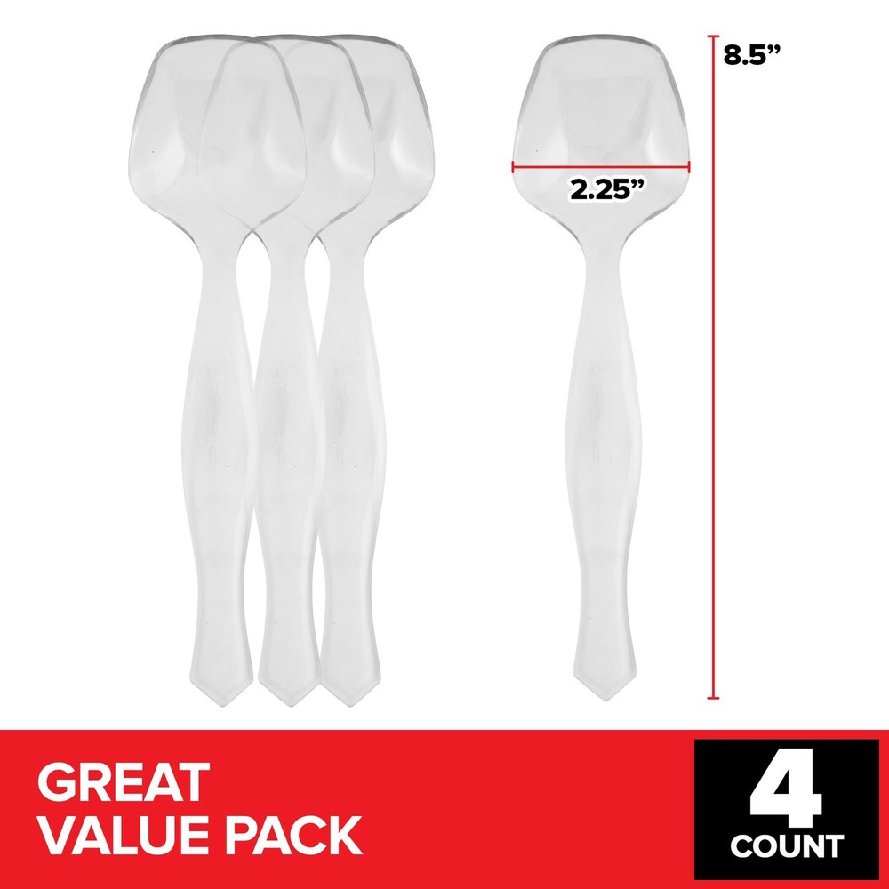 4 Count Disposable Serving Spoons, Clear Plastic 4 Count,