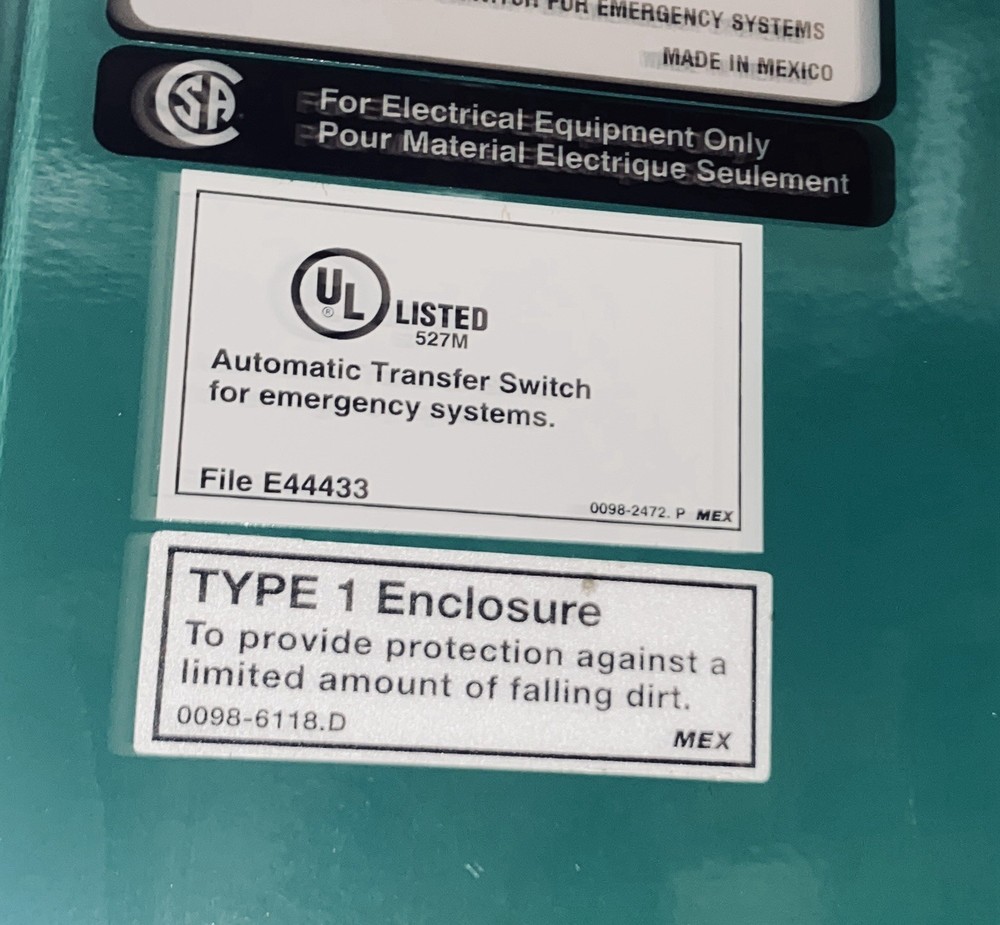 Cummins Automatic Transfer Switch 150 Amps 208V 3 Pole OTECB - 1616357