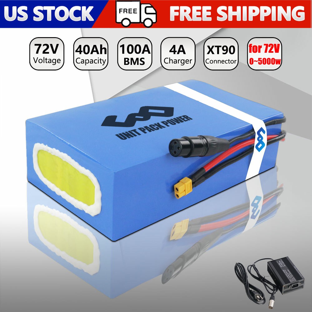 48V 52V 60V 72V 40Ah Li-Ion Ebike Battery for 0-5000W Motor E-Scooter Waterproof