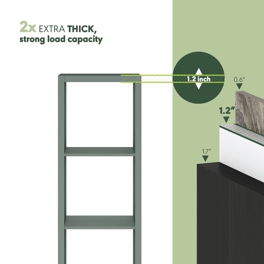 Furinno CUBICLE 4-Cube Thick Frame Reversible Open Back Bookcase Sage Green