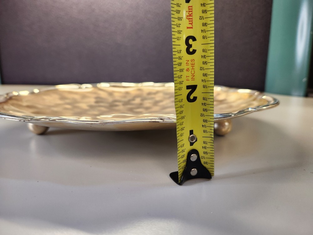 Vintage WMF Ikora Silver Plate Footed Large Serving Tray Swirl Brushed MCM