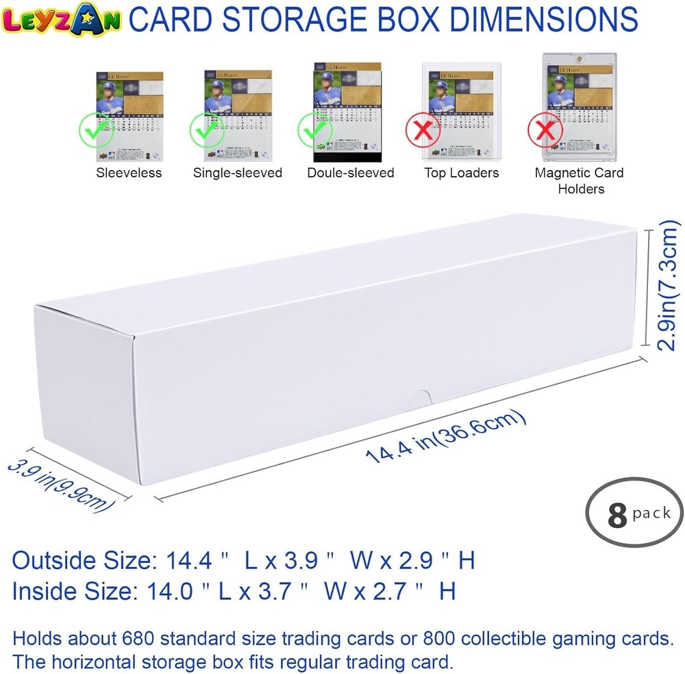 Eco-Friendly 8-Pack Card Storage Solution - Foldable & Sturdy 1000 Card Capacity