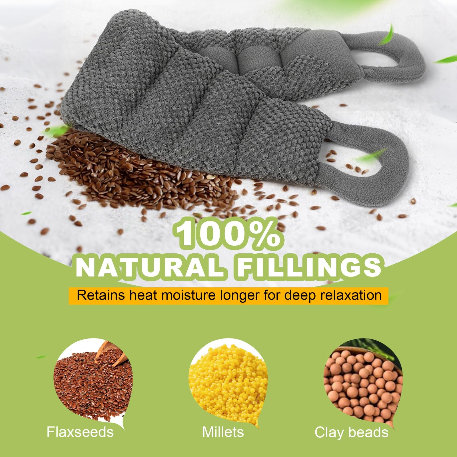 Microwavable Neck And Shoulders Heating Pad 33 X 5.9 Inch Long For Pain Relief