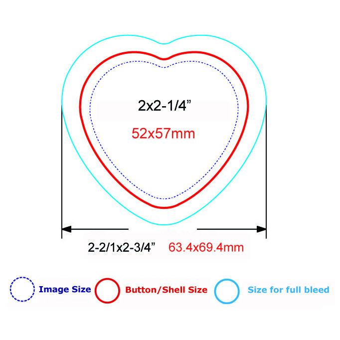Heart Shape Button Maker Parts Mental Pin Back Button Parts