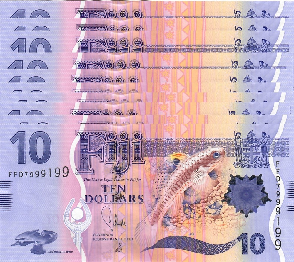 Fiji 10x 10 Dollars 2013 UNC