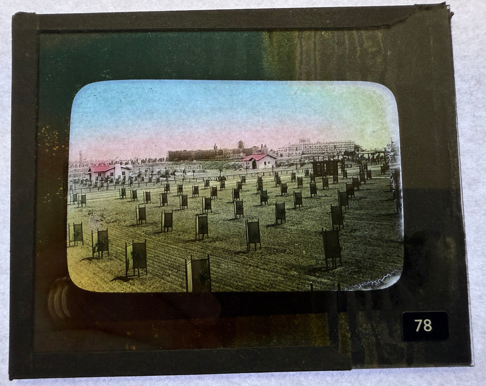 MAGIC LANTERN SLIDE COLORED FARMLAND COL.? 1900'S