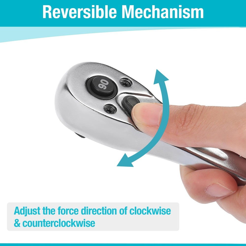 DURATECH 3/8 Inch Drive Ratchet Handle, Socket 3/8"(Matte), Silver