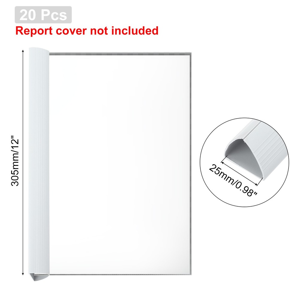 20Pcs Binding Bars, 25mm Binding Bars Slide Grip, White