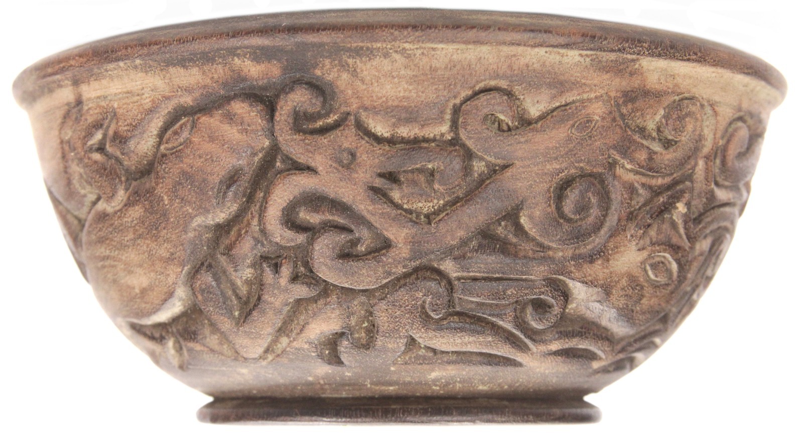 Vintage Carved Wooden Indonesian Dayak Bowl Borneo Lizard Ethnographic Carving