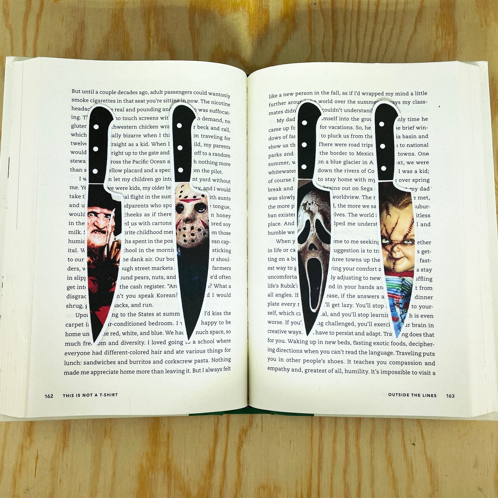 Realistic Horror Movie Character Bookmarks | Set of 4 Knife-Shaped | Halloween
