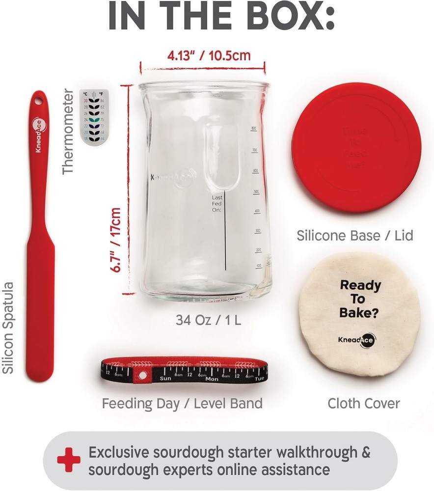 Ultimate Sourdough Starter Kit - Large Capacity Jar & Feeding Tracker Included