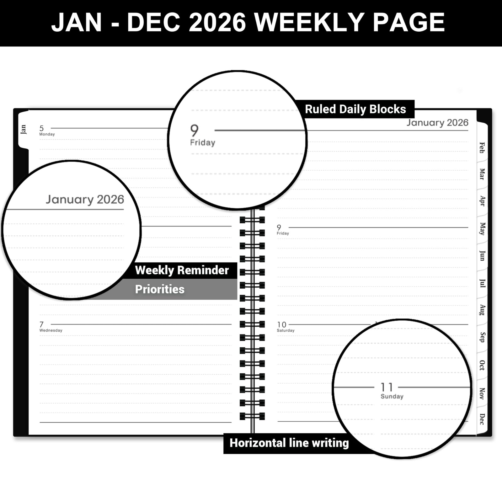 2026 Planner - Planner 2026, 2026 Planner Weekly and Monthly, Jan 2026 - Dec
