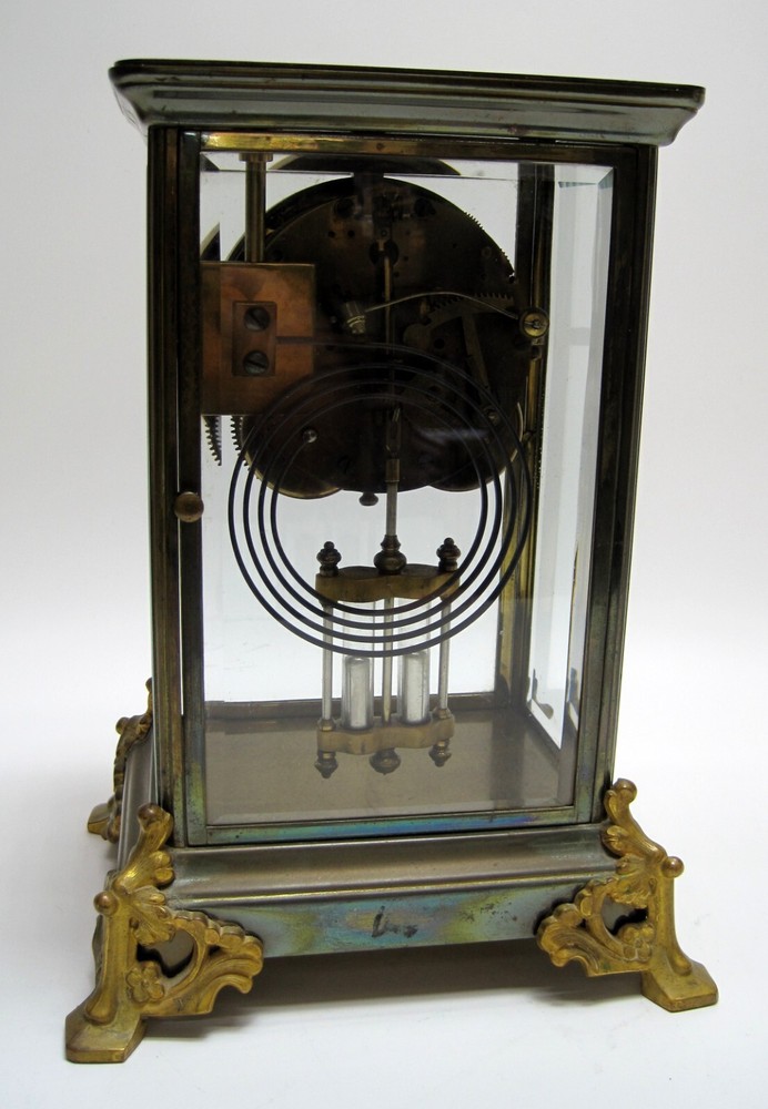 Antique New Haven Crystal Regulator Clock Open Escapement