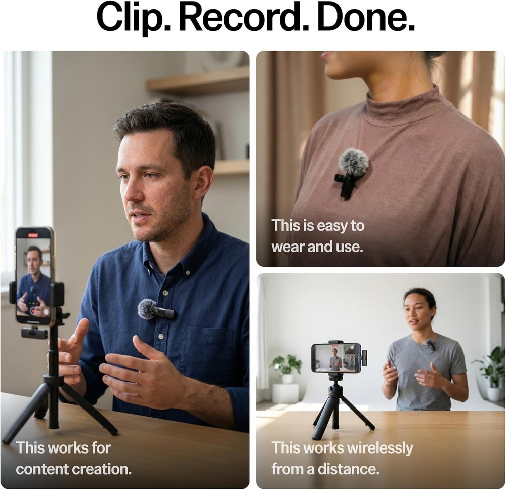 Wireless Microphone for iPhone/Android Clear Voice , Noise Cancelling