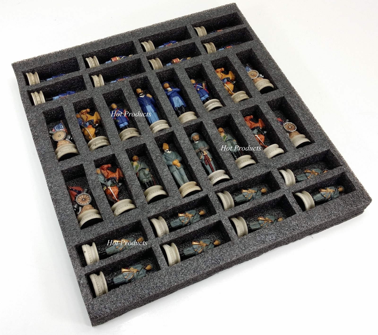 US Civil War Generals Chess Set w/ 16.5" Alpha Numeric Black Marble Color Board