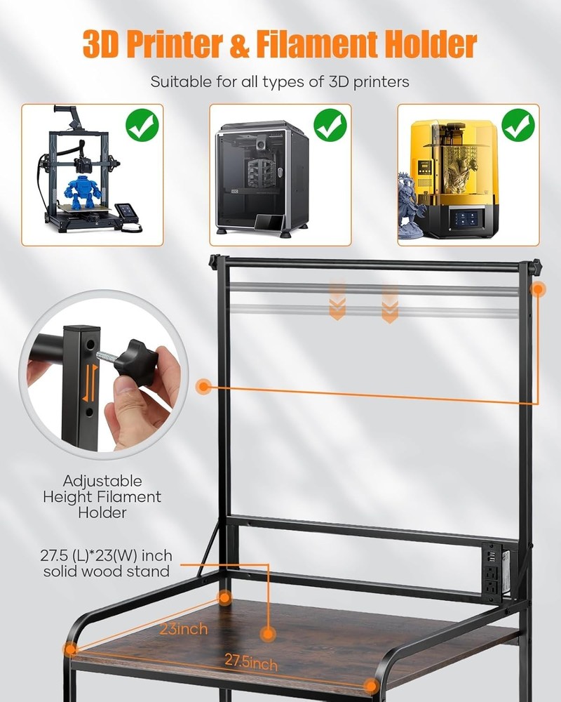 3D Printer Rack with Rolling Wheels, Filament Organizer for Garage & Workshop