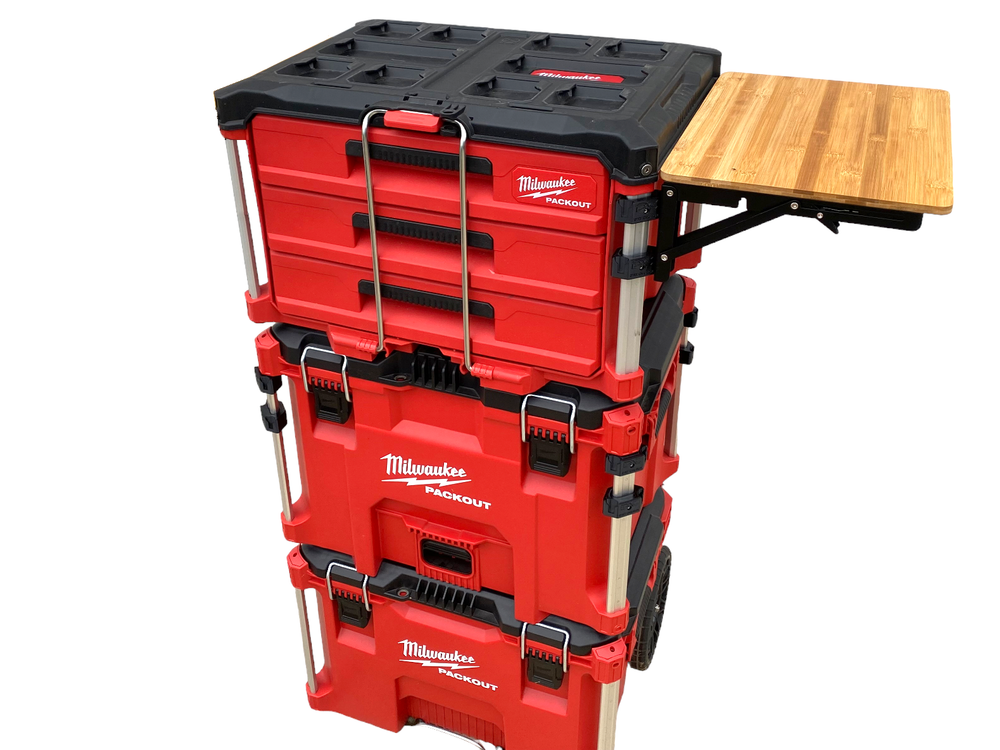 Milwaukee Packout, Bamboo Folding / Detachable Table, Rail Caps & Table Included