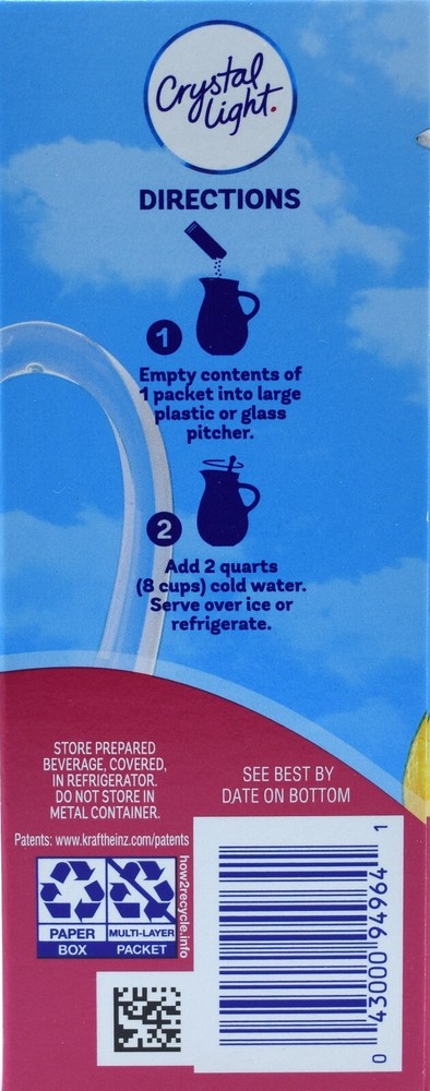 4 12-Quart Boxes Crystal Light Raspberry Lemonade Drink Mix