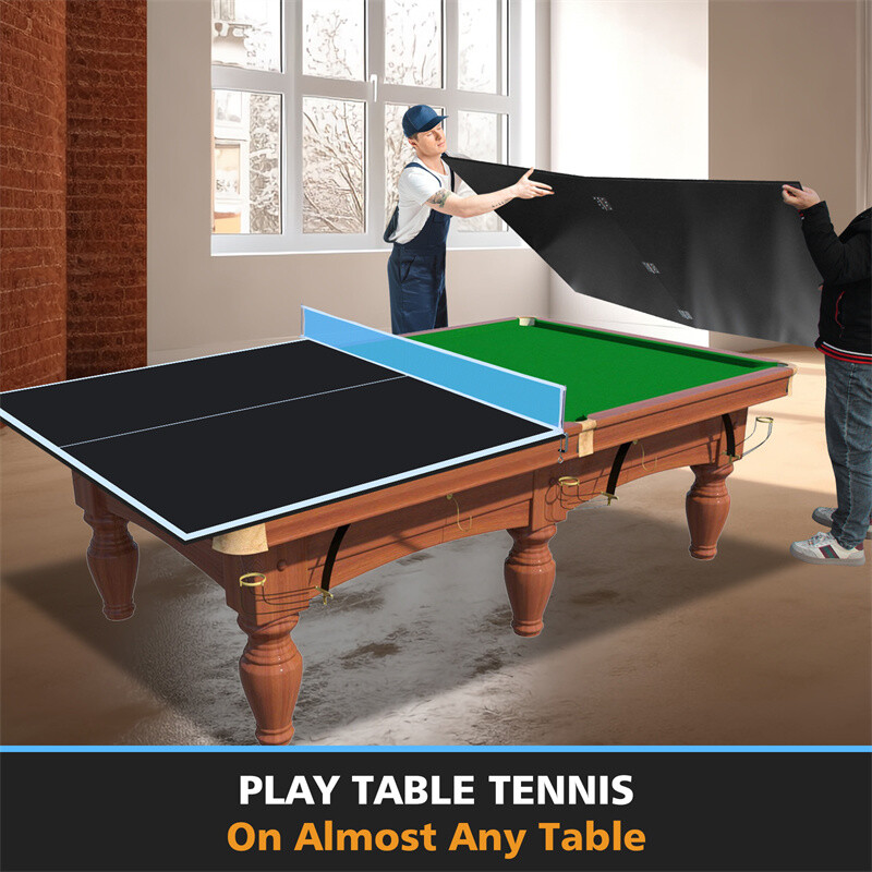 8FT Black Mid-Size Foldable Table Tennis Conversion Top Ping Pong Table Indoor
