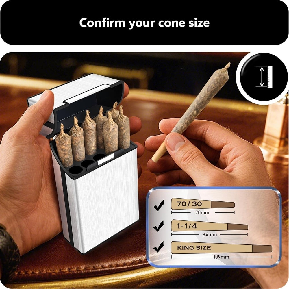 (2 Pack) King Size Pre-roll Cone Holder Case, 10-Hole Cigarette Case for Regular