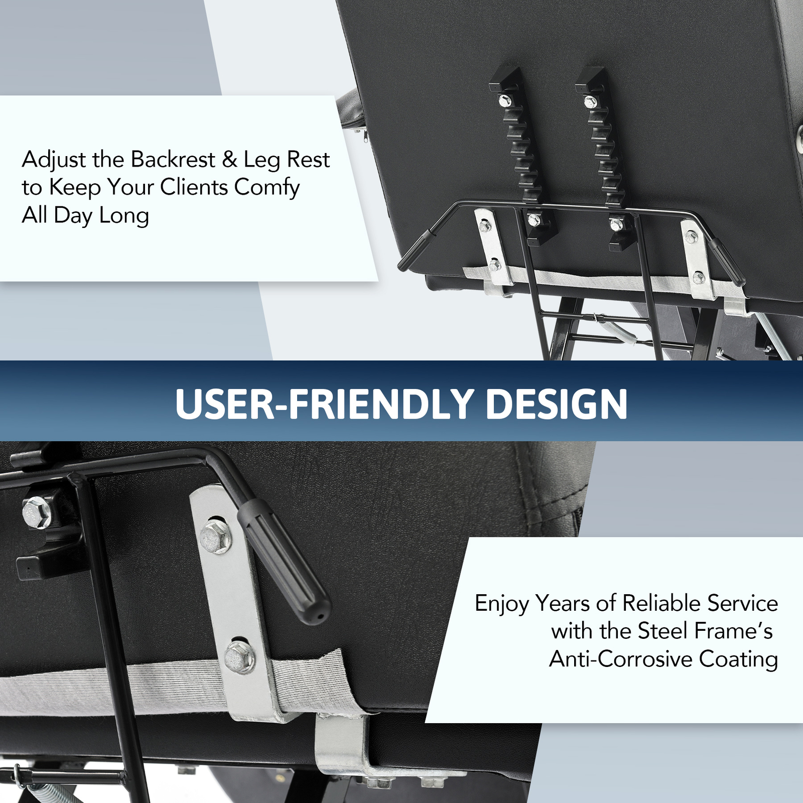 Adjustable Black Massage Chair+Stool Table Tattoo Facial Bed Barber Salon Spa