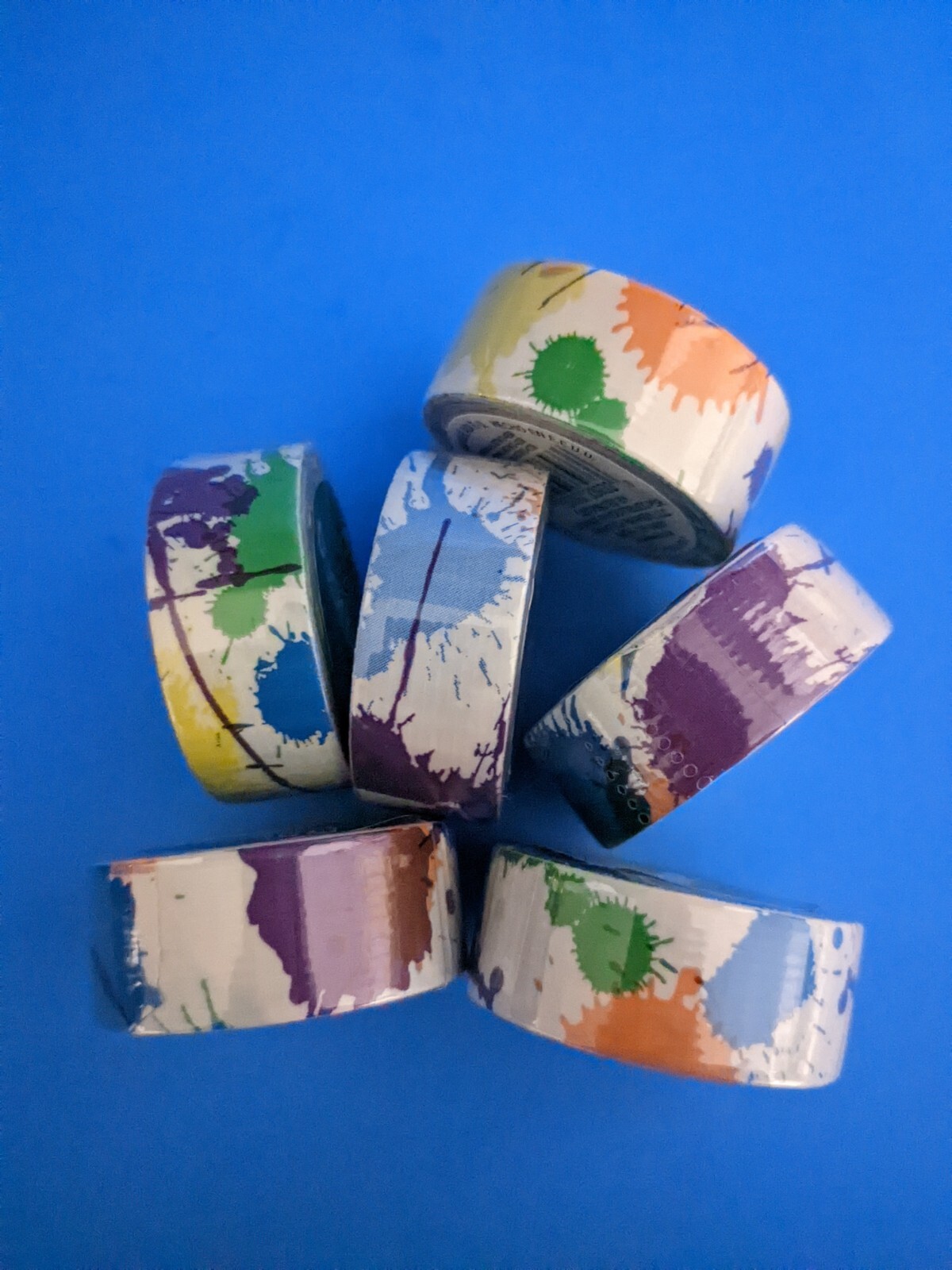 6 Pack Duck Tape Ducklings Rainbow Paint Splatter Mini Rolls .75" X 180" Duct