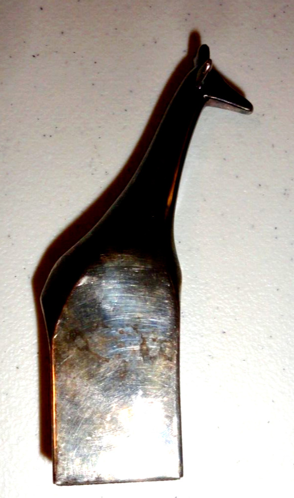Vintage Dansk Designs Modern Giraffe paperweight Silverplate / Zinc?  Japan GC
