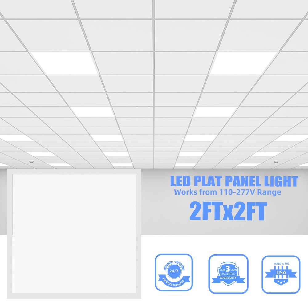 2x2 FT LED Flat Panel Light 45 Watt 5000K,0-10V Dimmable Drop Ceiling LED Lights