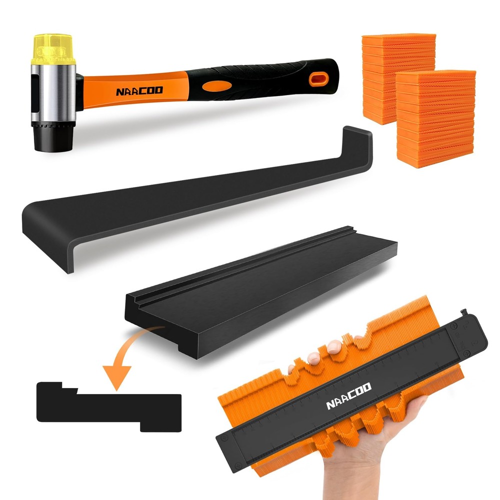 Vinyl Plank Flooring Tools - Tapping Block, 40 Spacers & Mallet Pull Bar Gauge