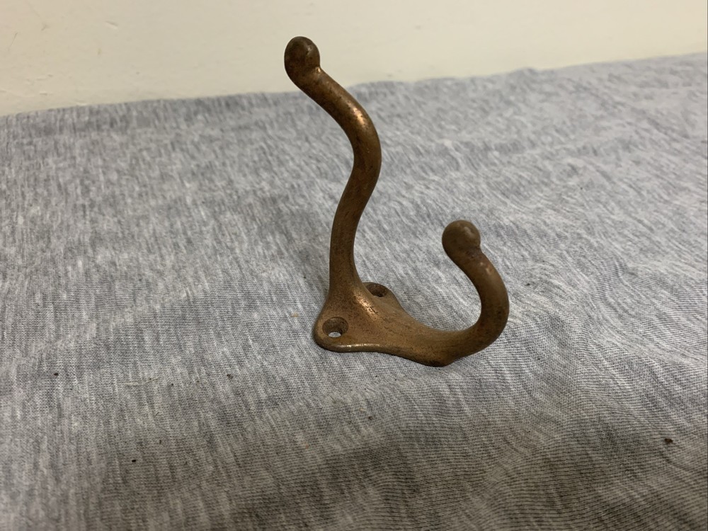 Vintage Brass Cast Double Coat Hook