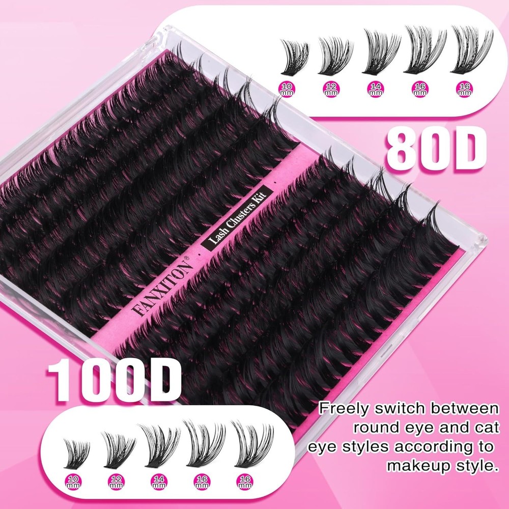 Effortless DIY Lash Extension Kit - 200 Volume Clusters D Curl for Beginners