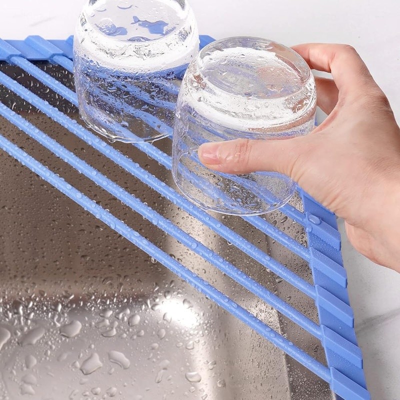 Triangular Roll-Up Dish Drying Rack Space Saving Kitchen Organizer Heat Safe New