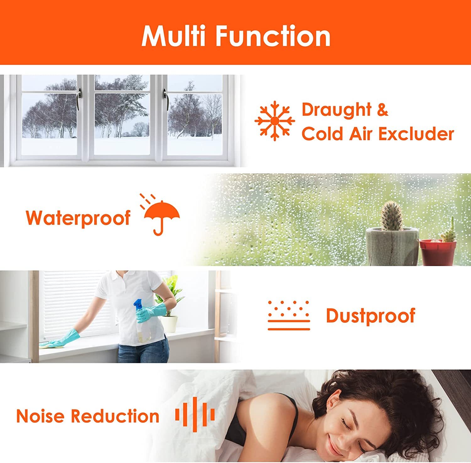 Self-Adhesive Door Window Weather Stripping Insulation Seal Strip White US