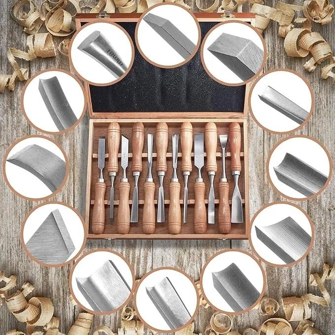 12pc Wood Carving Tools Set Professional Woodworking Chisel Kit Sharp Gouge Stee