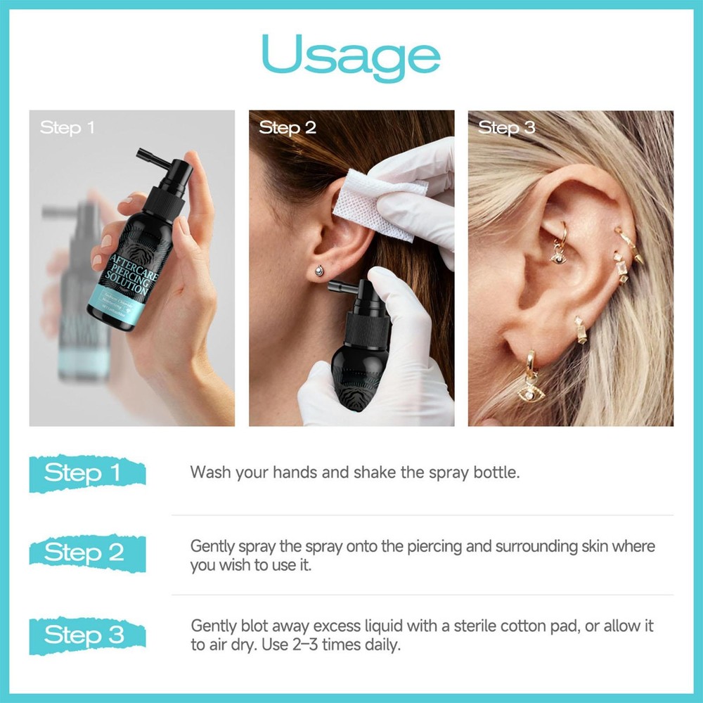 Piercing Cleaning Solution 50ml Gentle Safe Mist Piercing Spray