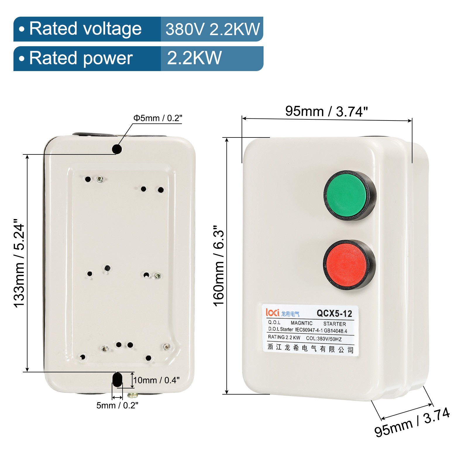 380V 2.2KW 3HP 3 Phase Magnetic Starter for Air Compressor Magnetic Switch