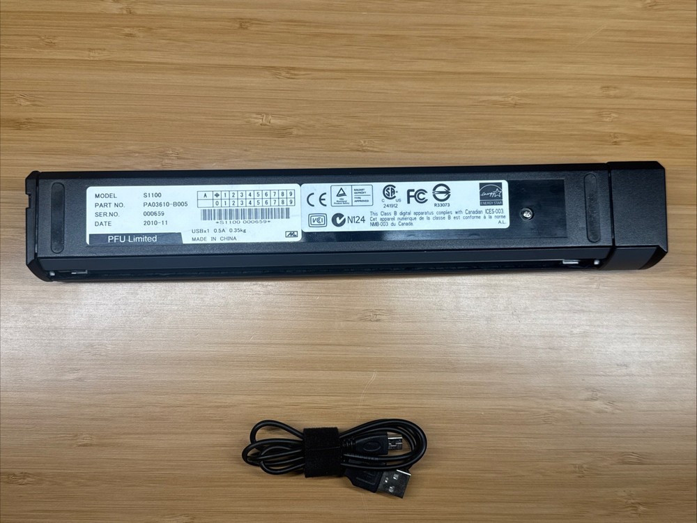Fujitsu ScanSnap S1100 Portable Document Scanner & USB Cable Tested